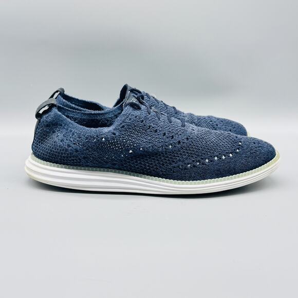 Cole Hann Shoes Mens 10 Navy Blue Knit Lightweight Lace Up Original Grand main image 8